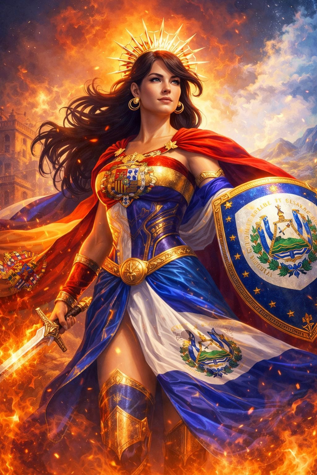 En sus redes sociales, Olona acompañó el anuncio de su próxima visita a El Salvador con una imagen donde se aprecian los escudos de El Salvador y España./ (Redes sociales de Macarena Olona)