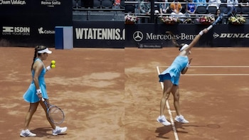 Osorio mejoró el servicio en los dos parciales restantes, alentada por el público, y terminó llevándose el partido - crédito @clinica.reinasofia/Instagram