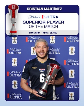 Cristian Martínez brilló en el Toronto Stadium y fue elegido el MVP del partido en la Copa Mundial 2026 (Cortesía @FIFAWorldCup).