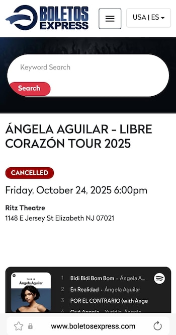 Evento cancelado de Ángela Aguilar