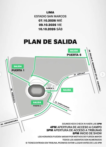Plan de salida para el concierto de BTS en San Marcos
