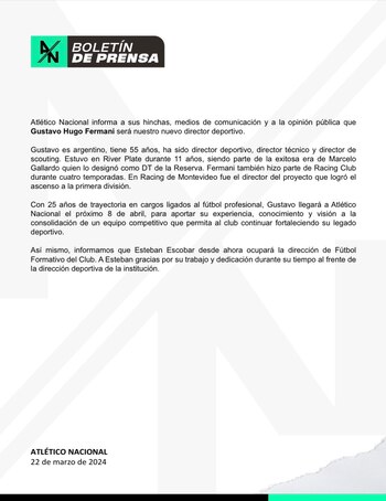 A través de un comunicado,