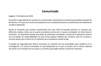 A través de un comunicado,