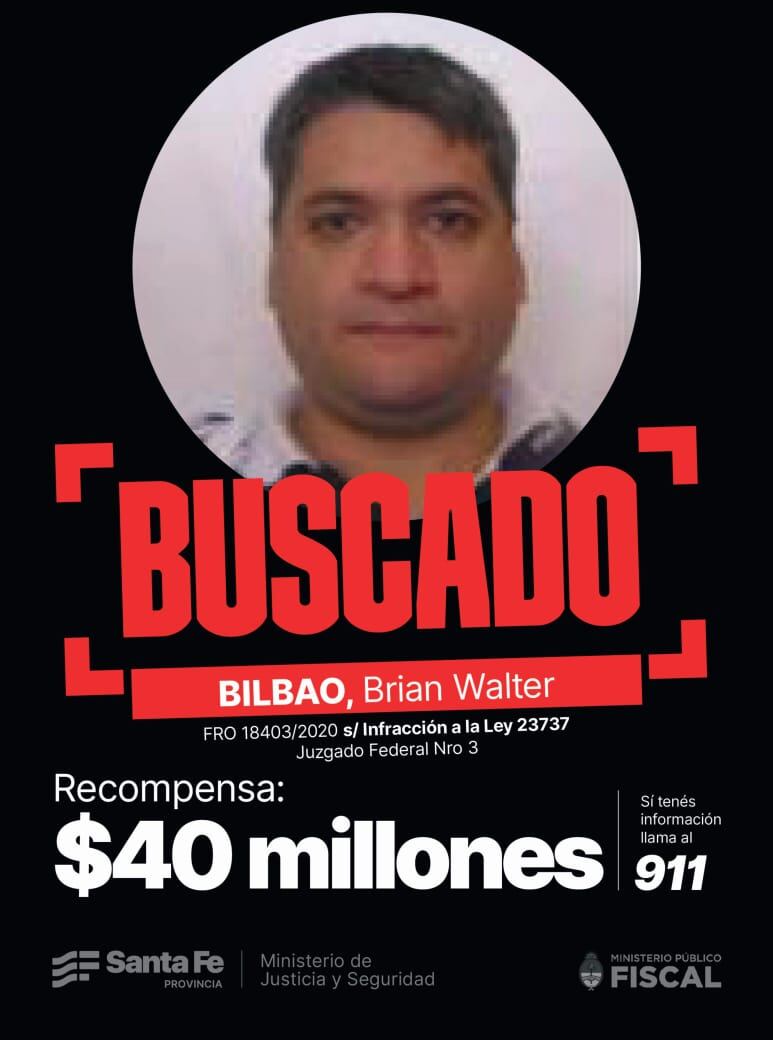 Brian Walter Bilbao, otro de los buscados por formar parte de una banda narco