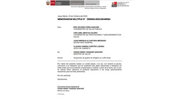 Ministerio de Salud envió un