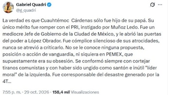 Gabriel Quadri criicó a Cuauhtémoc Cárdenas. | X- Gabriel Quadri