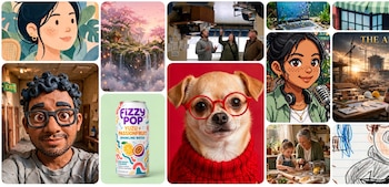 Collage de doce imágenes que incluyen: ilustraciones, paisajes, personas, animales, productos, obras y un dibujo de niño