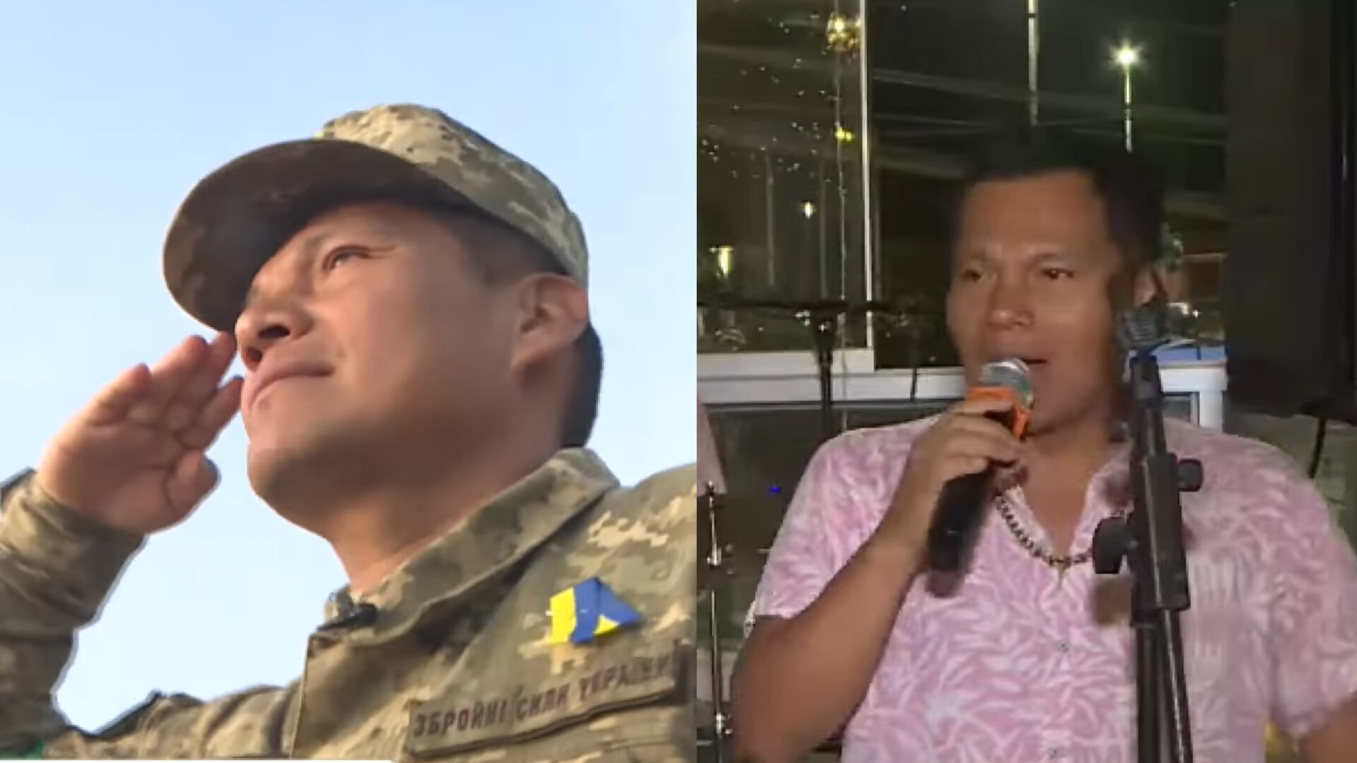 En el pasado, fue soldado en Irak y Ucrania; ahora, con camisa brillante y micrófono en mano, anima eventos en Perú. Foto: Composición Infobae Perú