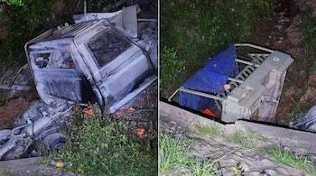 Así quedó el vehículo militar