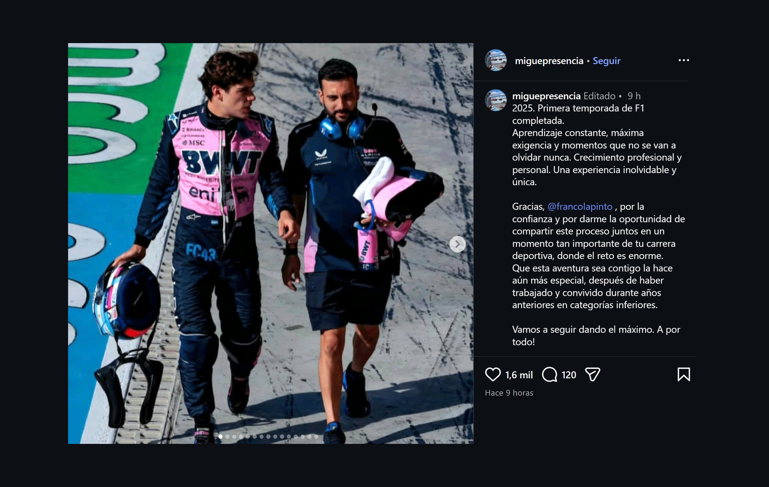 El posteo de Miguel Presencia (@miguepresencia)