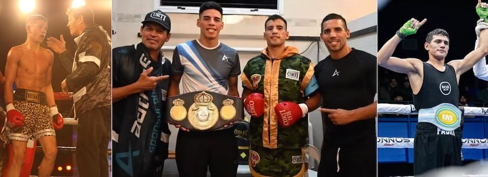 La dinastía Verón: Frankie junto a sus hijos Maxi, Bebu, Luis, Nicolás y Fabricio, todos campeones nacionales y regionales de boxeo