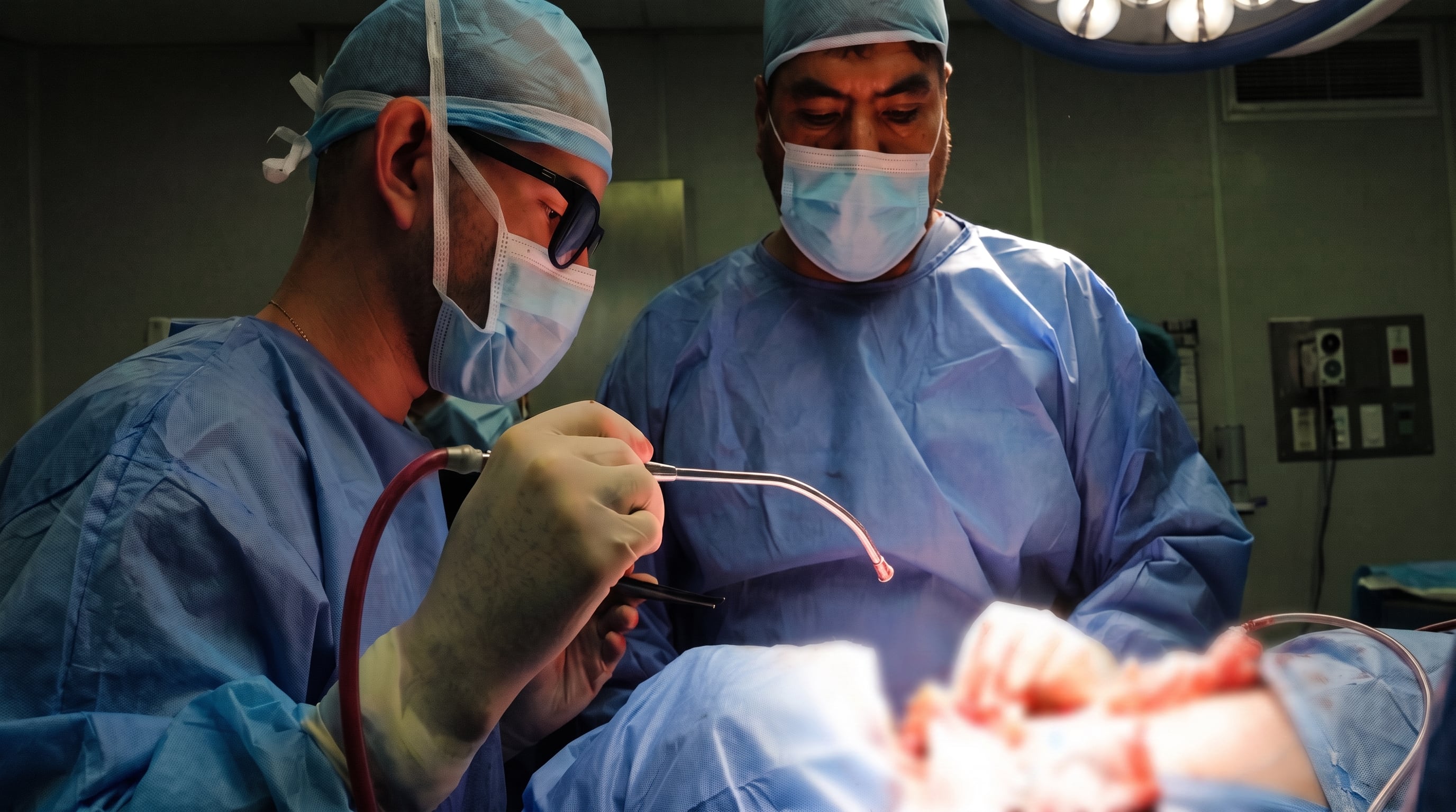 Dos cirujanos intervienen a un paciente con instrumental especializado en el quirófano de un hospital. (Agencia Andina)