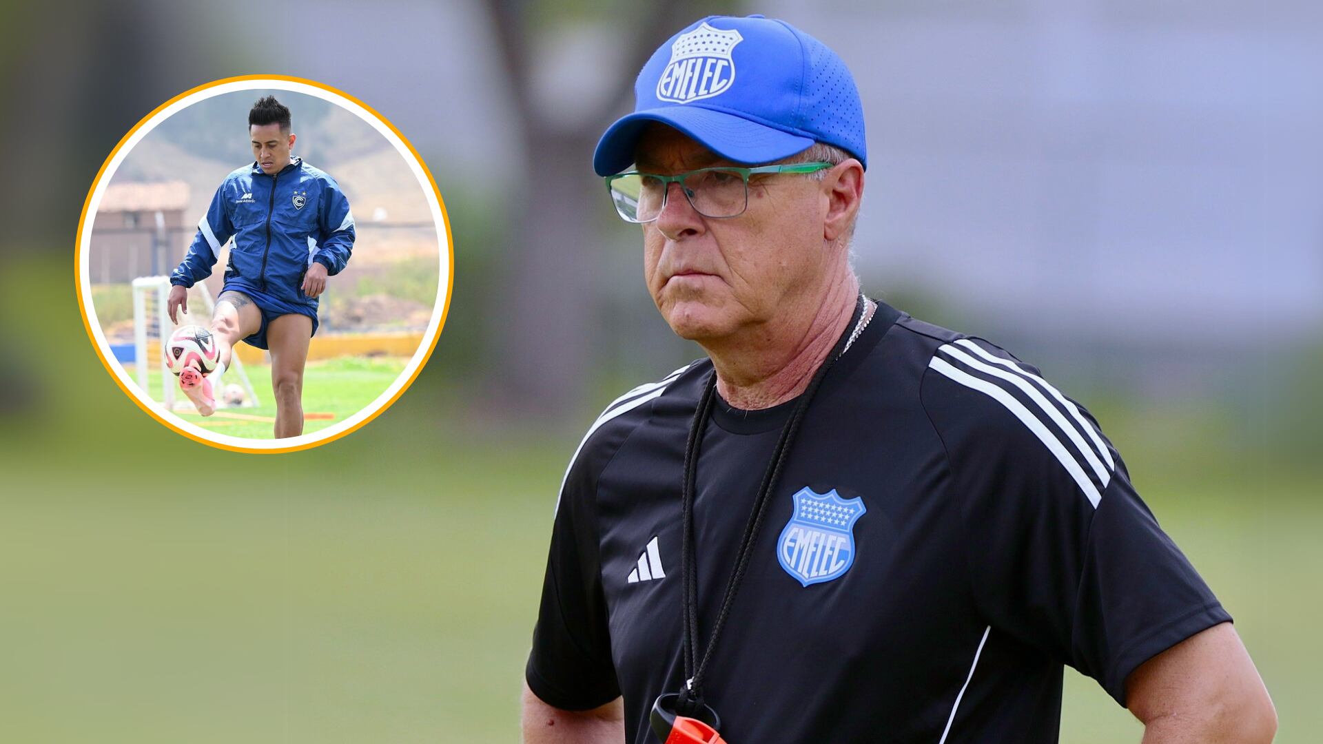 Jorge Célico, DT de Emelec, valoró la llegada de Christian Cueva y compatió sus impresiones tras primer día de práctica del volante con el equipo. Crédito: Emelec