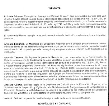 El Ministerio de Educación Nacional