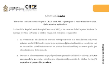 La CREE atribuyó el ajuste de la tarifa eléctrica al alza de los combustibles, con un diésel 74,2% por encima de lo proyectado y un búnker 51,9% mayor a lo estimado.