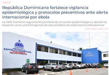 Edificio del Ministerio de Salud Pública de la República Dominicana, sede central de la coordinación de las acciones de vigilancia epidemiológica y protocolos preventivos frente a la alerta internacional por ébola.