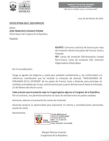 Afiche y oficio de Margot