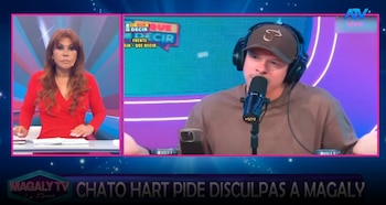 Mario Hart admitiu que confundiu Magaly Medina com a polêmica sobre seu casamento com Korina Rivadeneira. Captação: Magaly TV La Firme.