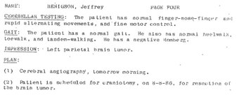 Registro médico de Jeff Henigson