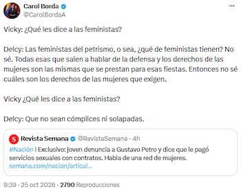 Carol Borda divulgó un fragmento de la conversación con Jiménez - crédito @CarolBordaA/X