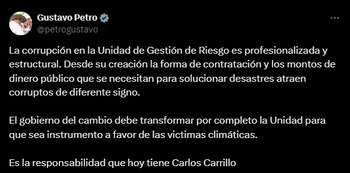 Presidente Petro marca la corrupción