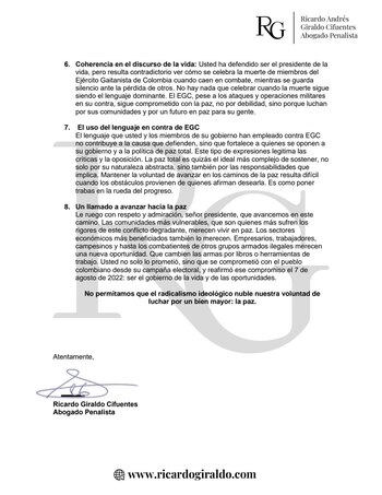 El grupo armado ha expresado