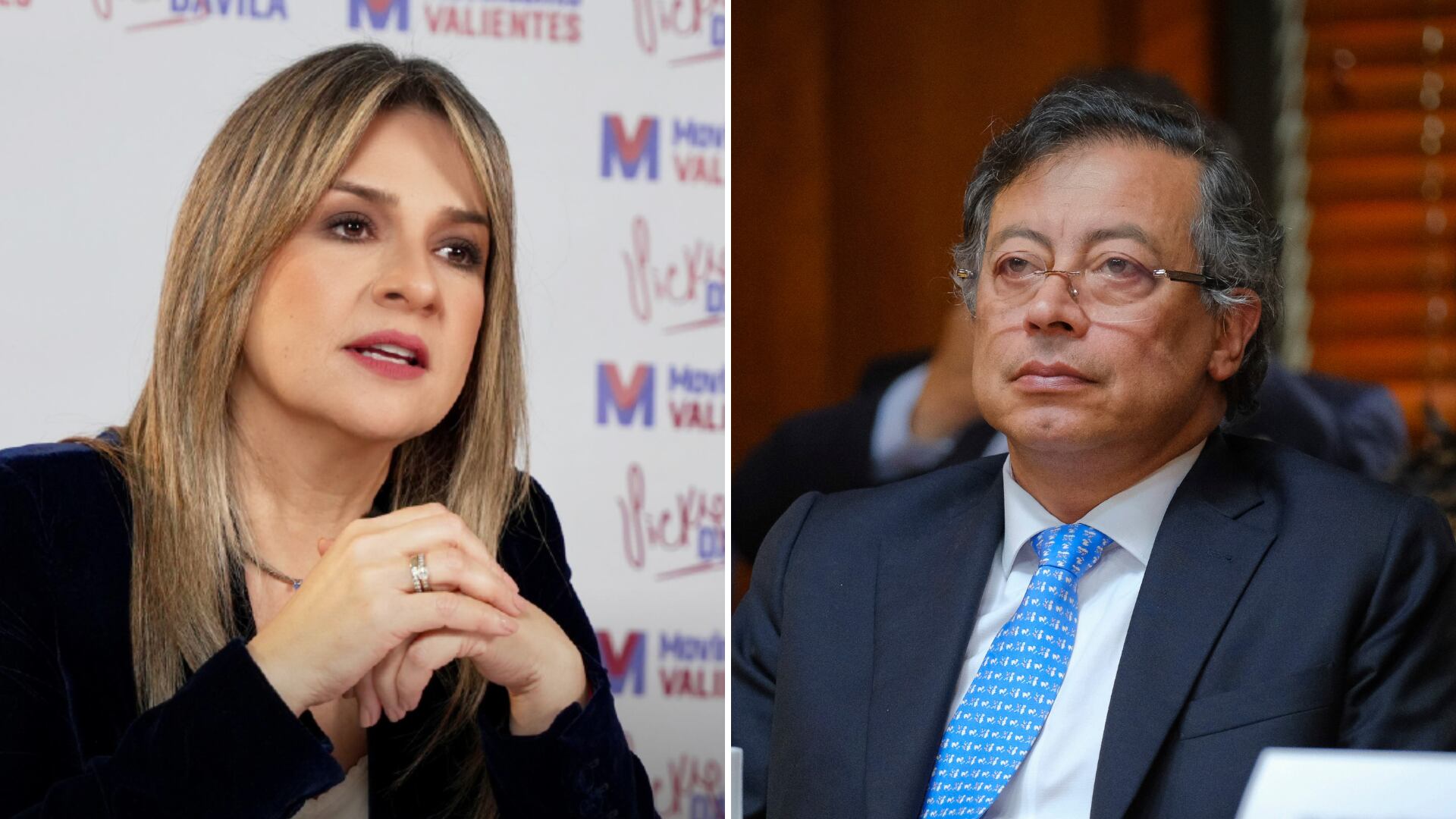 Vicky Dávila volvió a arremeter contra el presidente Gustavo Petro, ahora por una denuncia sobre una amenaza en su contra - crédito Vicky Dávila/Facebook / Presidencia