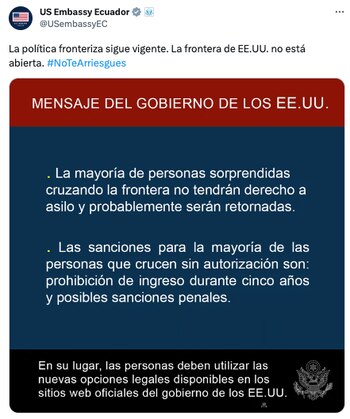 La advertencia emitida por la