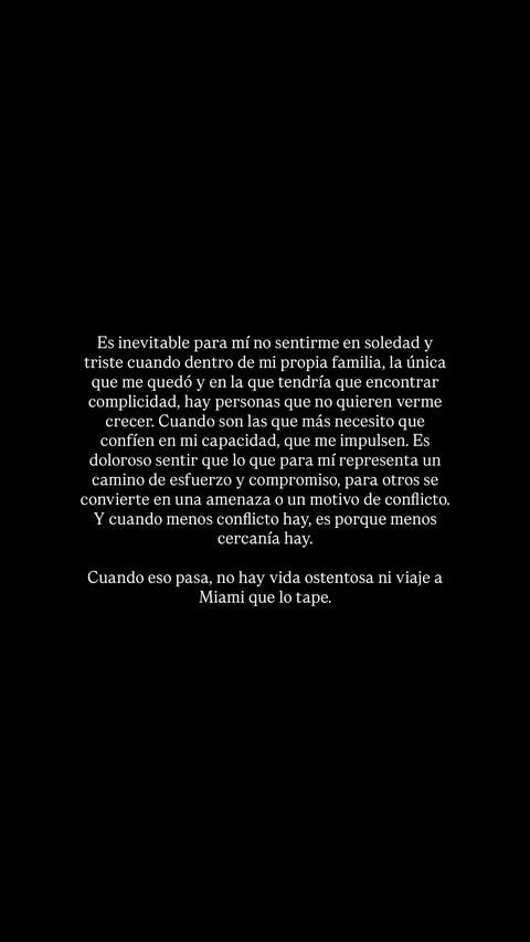 Las sentidas palabras de la joven modelo en sus historias (Instagram)