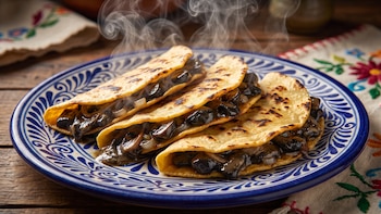 La quesadilla de huitlacoche que los nutriólogos señalan como una de las preparaciones más ricas en proteína vegetal de la cocina mexicana