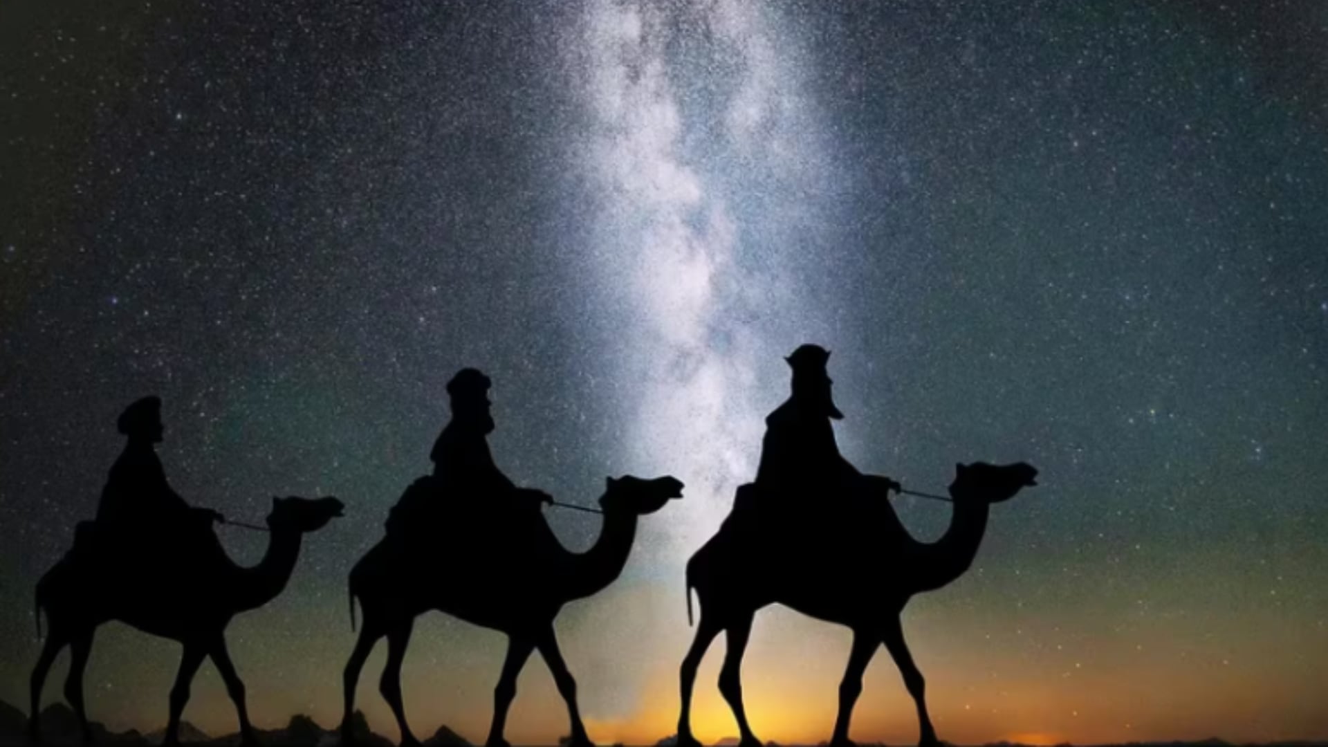 Ilustración del Día de Reyes con los Magos de Oriente