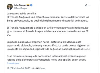 El expresidente Iván Duque aseguró