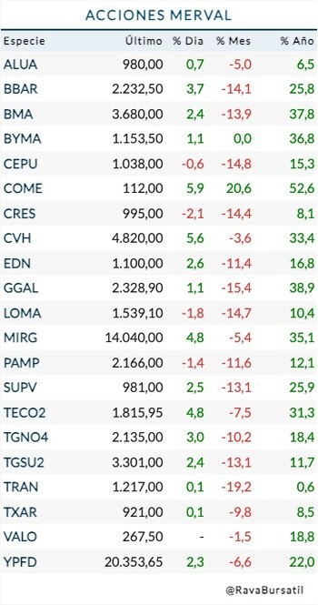 Fuente: Rava Bursátil-precios en pesos.