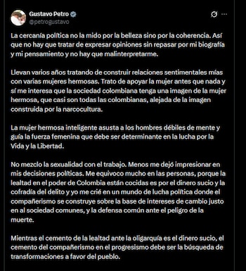 Gustavo Petro - crédito @petrogustavo/X