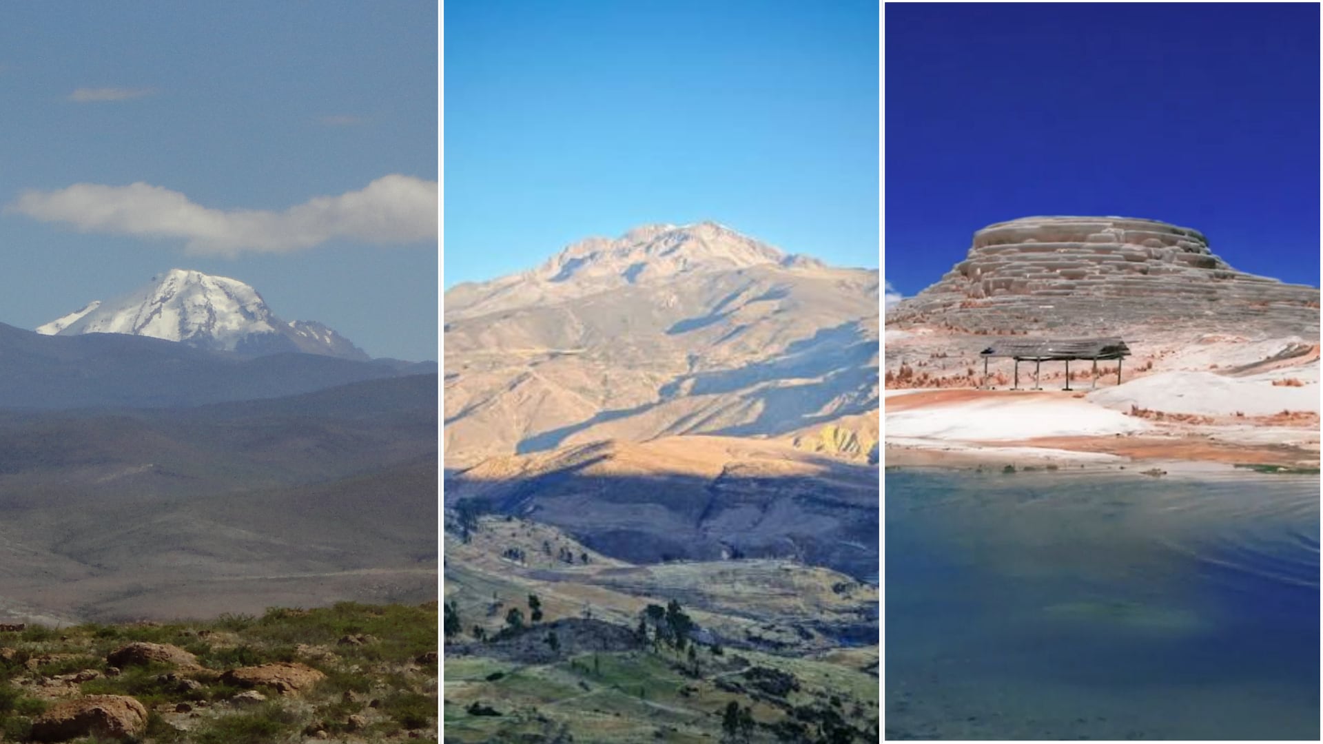 Los volcanes Sara Sara y Auquihuato junto con la formación hidrotermal de Pachapupum representan la actividad geológica de la región peruana de Ayacucho. (Composición: Infobae Perú)
