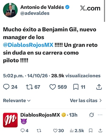 Antonio de Valdés confirma la llegada de Benjamín Gil a los Diablos