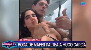 Hugo García e Isabella Ladera aparecen separados y Magaly Medina habla de “problemas en el paraíso”. Captura: Magaly TV La Firme.