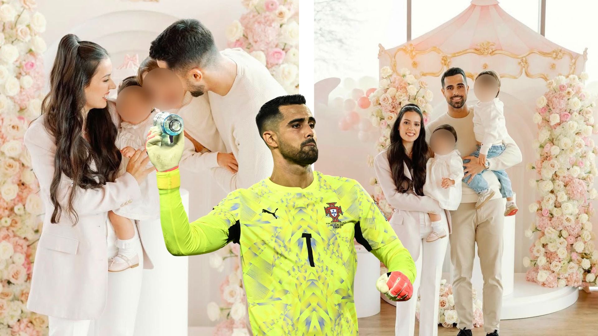 La familia del portero de la selección de Portugal, Diogo Costa. (Montaje Infobae)