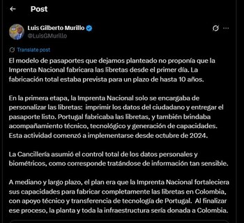 Luis Gilberto Murillo habló de