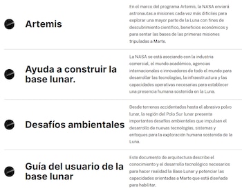El proyecto contempla el uso de energía solar y nuclear, así como la utilización de recursos locales para garantizar autonomía (NASA)