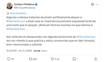 Mensaje de Enrique Peñalosa sobre Daniel Briceño