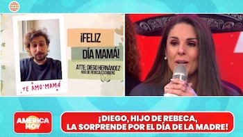 Imagen del saludo grabado de Diego, hijo de Rebeca Escribens, transmitido durante el programa. América Hoy.