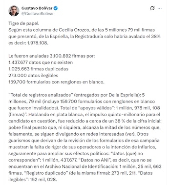 - crédito @GustavoBolivar/X