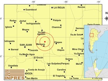 San Juan registró siete episodios sísmicos este lunes, el último (en la imagen) a las 9:04
