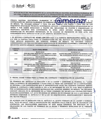 La empresa tiene un contrato hasta 2027 hasta por 112 mdp. (x/@merazr)