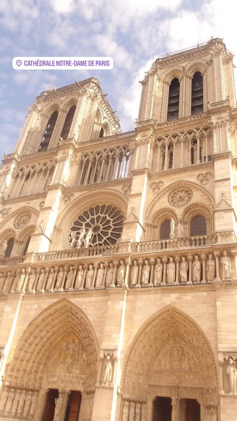 Como broche de oro, la fachada de la catedral de Notre Dame se convirtió en uno de los puntos turísticos de la recorrida (Instagram)