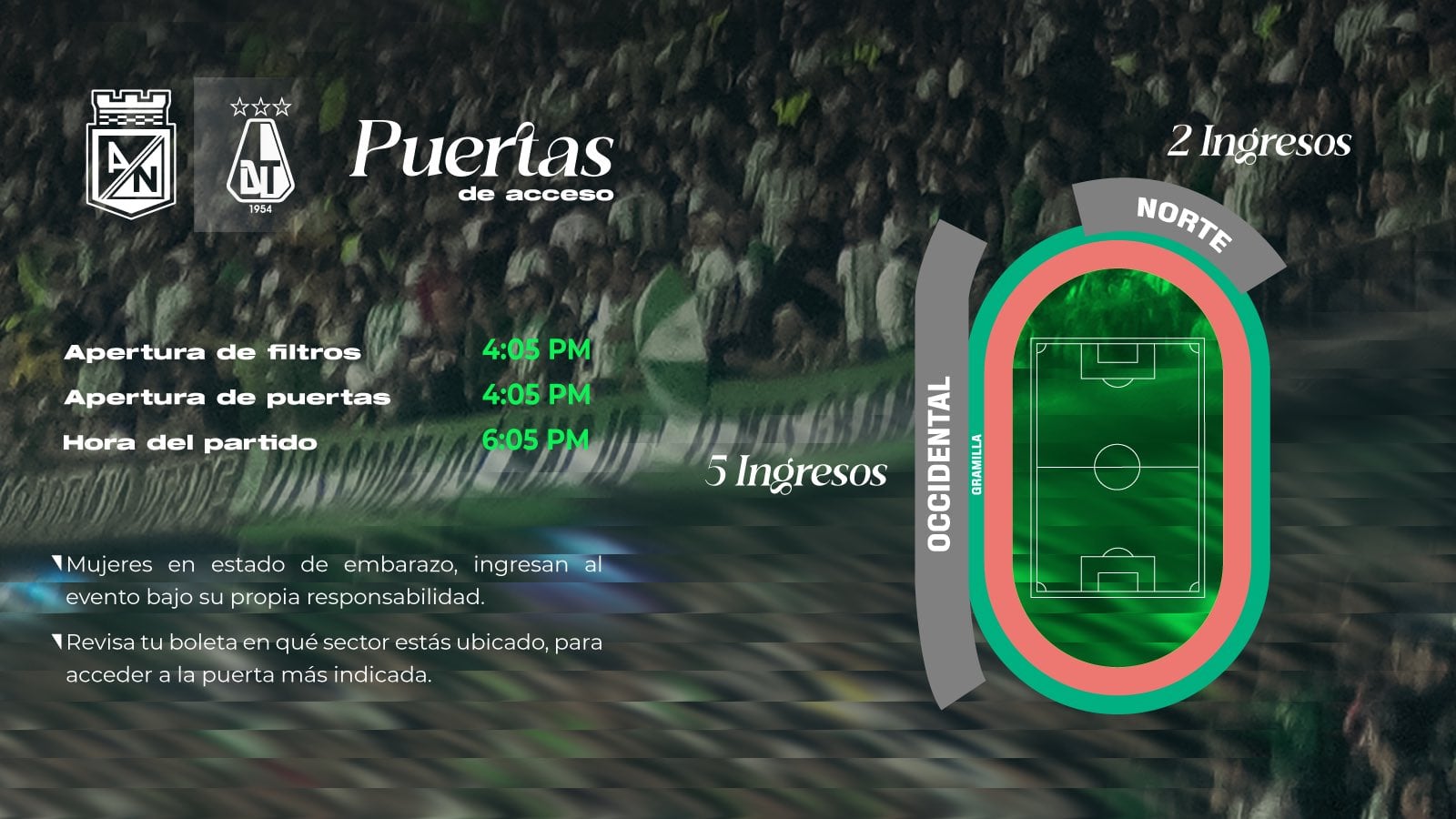 Estos son los horarios de entrada y recomendaciones a los aficionados para el partido Nacional vs. Tolima - crédito Atlético Nacional