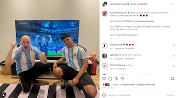 José María Muscari festejó frente al televisor con su hijo Lucio