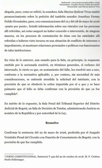 Tribunal de Bogotá le dio la razón a Aida Quilcué y aseguró que cumplió con la entrega de información solicitada por Jota Pe Hernández - crédito @aida_quilcue/X