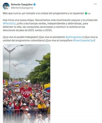 Ministro de Trabajo saliente respaldó la bancada del Pacto Histórico que realizó evento en plaza pública de Barranquilla - crédito @AntonioSanguino/X